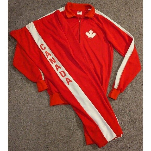 Vintage Athletic Knit Team Canada Warm Up Track Suit Made in Canada Men's XL - Picture 1 of 14